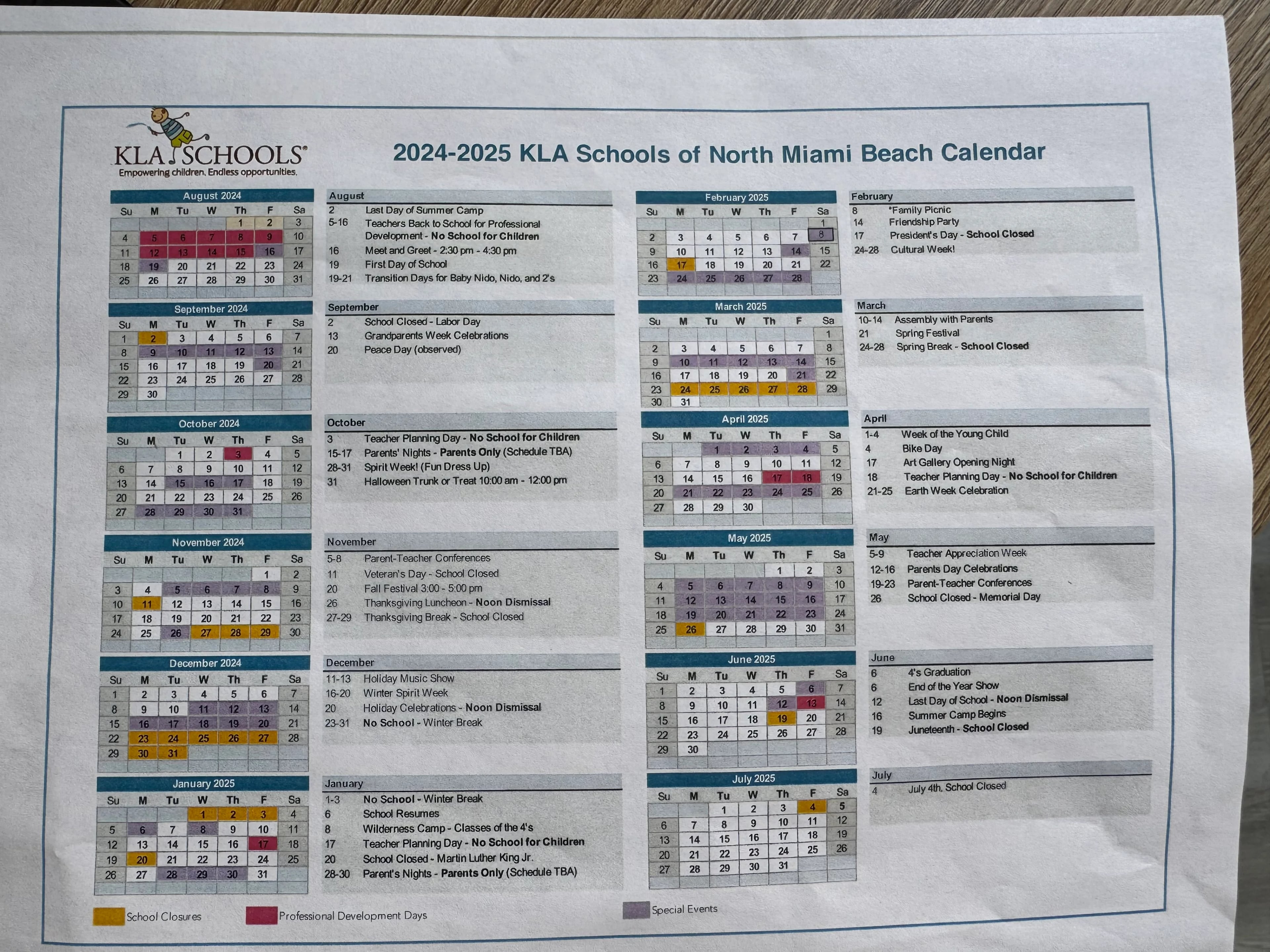 School Calendar Photo