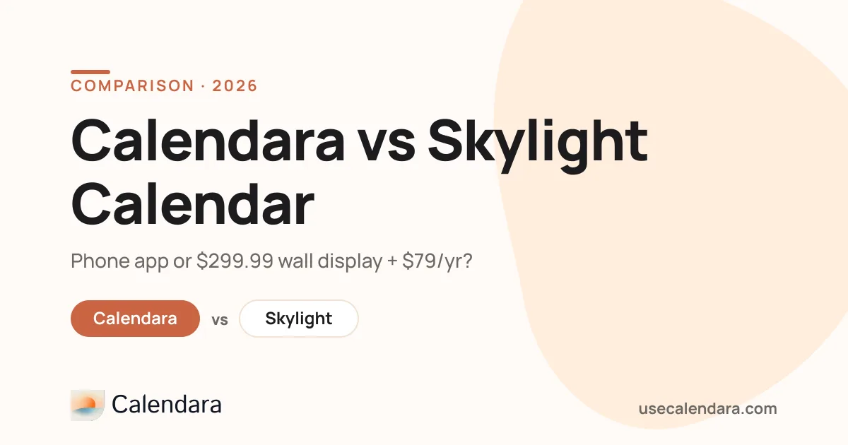 Calendara vs Skylight Calendar (2026): App or Wall Display?
